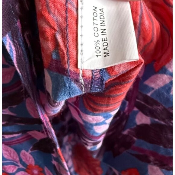 Bindu size XS Floral Smocked Dress Long Puff Sleeves, High Neck Multicolor - Picture 8 of 11